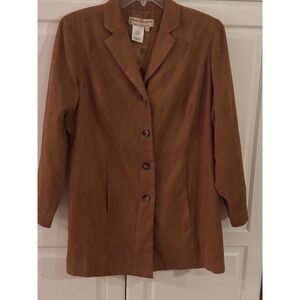 Norm Thompson Brown Polyester‎ Blend Blazer Jacket M/P